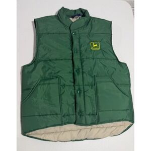 VTG 🇺🇸John Deere Hilton Green Puffer Vest Quilted Retro Gorpcore  Farm L
